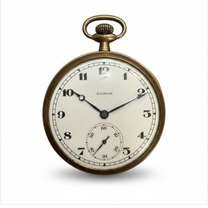 Antique Illinois Open Face Pocket Watch Gold Filled Case